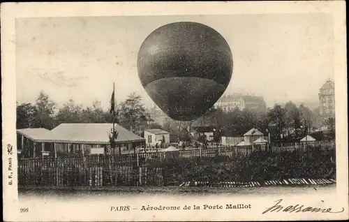 Ak Paris XVI, Aerodrome de la Porte Maillot, Ballon