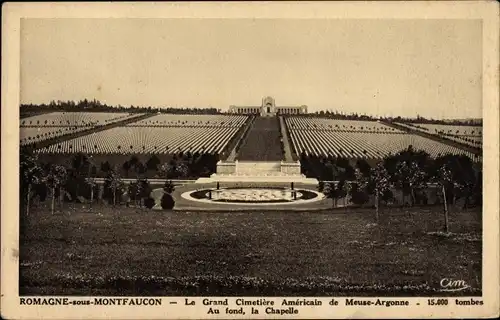 Ak Romagne sous Montfaucon Lothringen Meuse, Le Grand Cimetiere Americain de Meuse Argonne