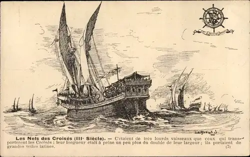 Künstler Ak Les Nefs des Croisés, XIIIe siècle, Ligue Maritime et Coloniale Francaise