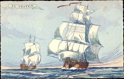 Künstler Ak Le Triton, Segelschiffe