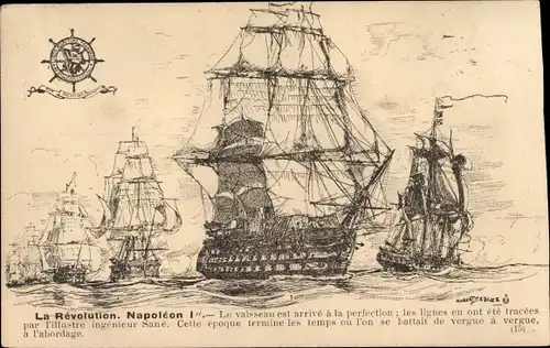 Künstler Ak La Revolution, Napoleon Ier, Segelschiffe