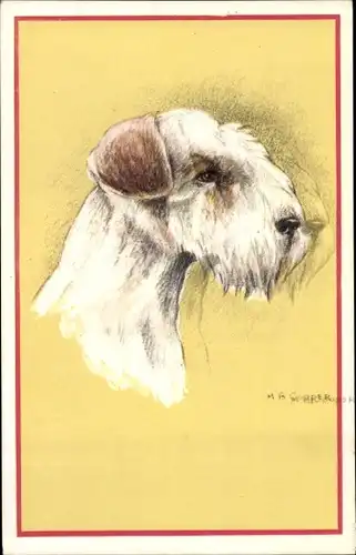 Künstler Ak Cooper, M. B., Tierportrait, Hundeportrait, Terrier