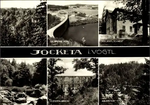 Ak Jocketa Pöhl Vogtland, Talsperre, HOG Vogtländische Schweiz, Elstertalbrücke, Adlerstein