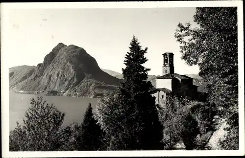 Ak Castagnola Cassarate Lugano Kt Tessin, Blick zur Kirche, Berg