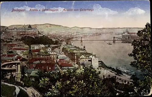 Ak Budapest Ungarn, Kilátás a Gellérthegyröl, Aussicht vom Gellertberge