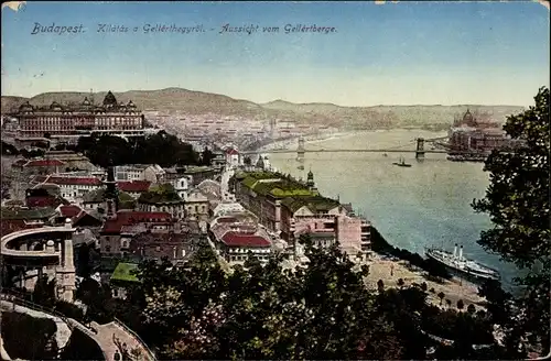 Ak Budapest Ungarn, Aussicht vom Gellertberge