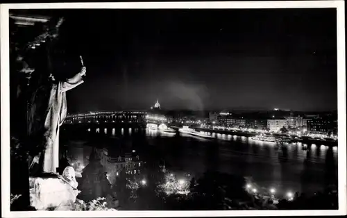 Ak Budapest Ungarn, Stadt bei Nacht