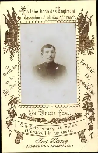 Passepartout Foto Soldat in Uniform, 4. Regiment Augsburg