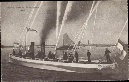 Ak Amsterdam Nordholland Niederlande, Amsterdamsche Brandweer, Feuerwehrboot