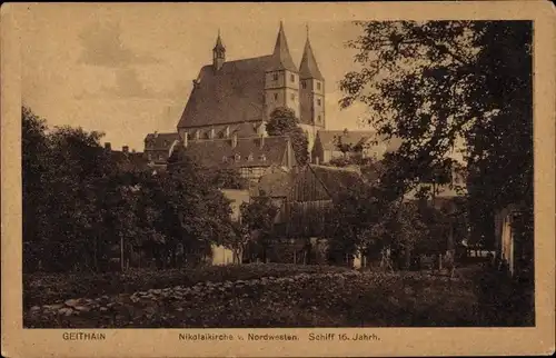 Ak Geithain in Sachsen, Nikolaikirche von Nordwesten, Schiff