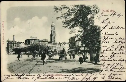 Ak Hamburg, Zeughausplatz, Straßenpartie