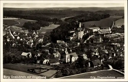 Ak Gnandstein Frohburg in Sachsen, Burg Gnandstein, Umgebung, Fliegeraufnahme