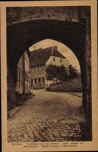 Ak Geithain in Sachsen, Untertor, Heisten auf Sommerseite, Aufgang zur Nikolaikirche