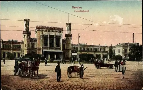 Ak Wrocław Breslau Schlesien, Hauptbahnhof