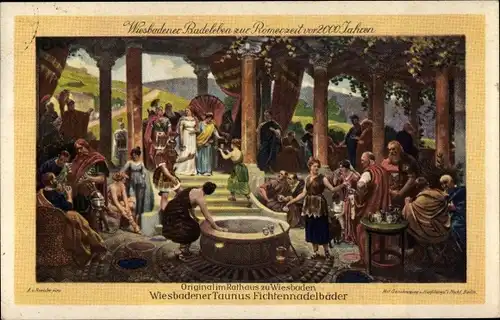 Künstler Ak Roessler, A., Wiesbaden in Hessen, Badeleben zur Römerzeit