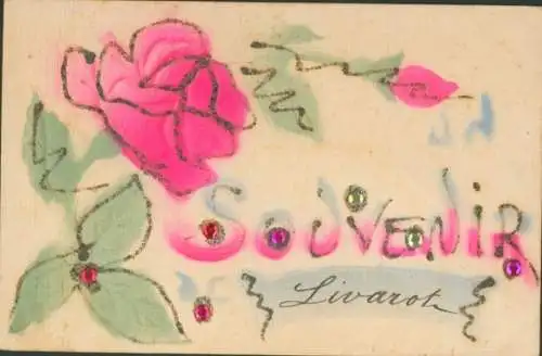 Präge Ak Livarot Calvados, Souvenir, Rosen, Blumen