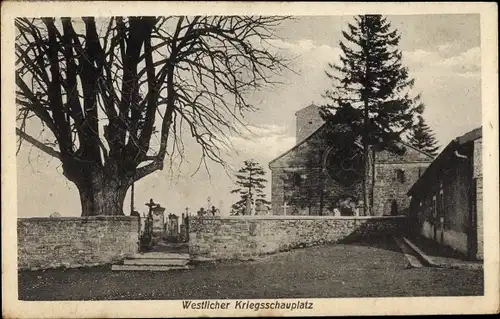 Ak Meurthe et Moselle, Westlicher Kriegsschauplatz, Ortsansicht, Friedhof, Kirche