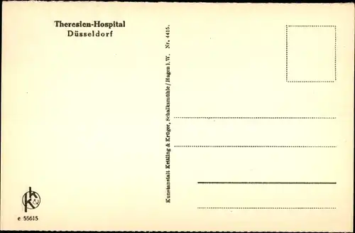 Ak Düsseldorf am Rhein, Theresien Hospital, Krankensaal