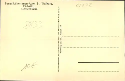 Ak Eichstätt in Oberbayern, Benediktinerabtei St. Walburg, Klosterküche