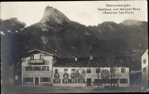 Ak Oberammergau im Kreis Garmisch Partenkirchen, Gasthaus zum weissen Ross, Inh. Leo Rutz