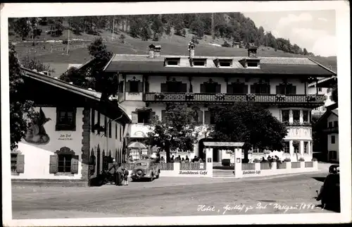 Foto Ak Wallgau Oberbayern, Hotel Gasthof zur Post