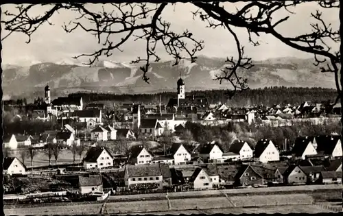 Ak Schongau in Oberbayern, Blick auf den Ort mit Ammergebirge
