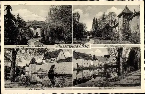 Ak Weißenburg in Mittelfranken Bayern, Am Seeweiher, Schießgraben, Wülzburg