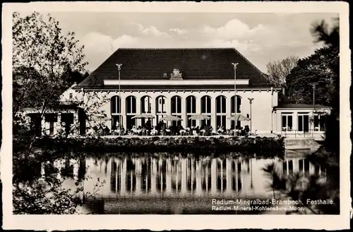 Ak Bad Brambach im Vogtland, Die Festhalle mit Terrasse