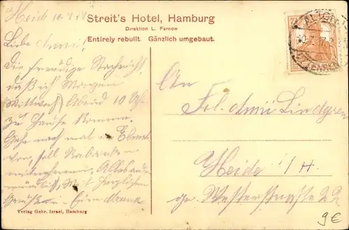 Ak Hamburg Mitte Altstadt, Streits Hotel, Alster Bassin vom Hotel aus