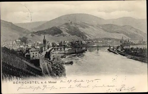 Ak Bernkastel Kues an der Mosel, Gesamtansicht