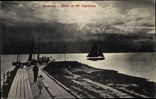 Ak Nordseebad Norderney Ostfriesland, Abend an der Segelbuhne