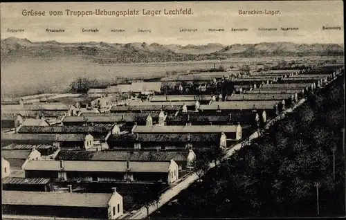 Ak Lagerlechfeld Graben Schwaben, Truppenübungsplatz Lager Lechfeld, Barackenlager