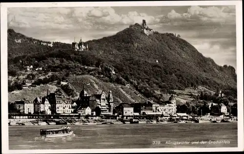 Ak Königswinter am Rhein, Drachenfels, Dampfer