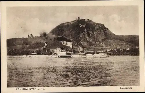 Ak Königswinter am Rhein, Drachenfels, Dampfer