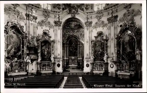 Ak Ettal Oberbayern, Kloster, Innenansicht