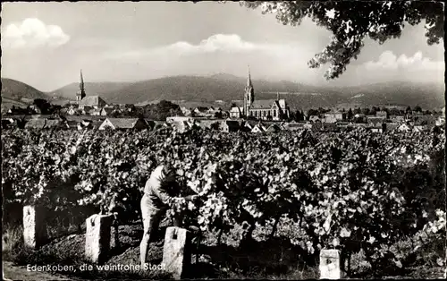 Ak Edenkoben an der Haardt Pfalz, Weinreben, Frau, Ort