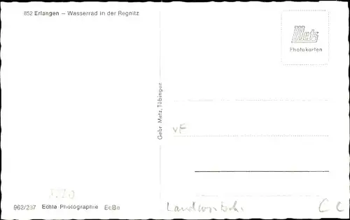 Ak Erlangen in Mittelfranken Bayern, Wasserrad in der Regnitz