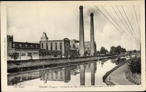 Ak Vincey Vosges, Le Canal de l'Est et la Societe Cotonniere