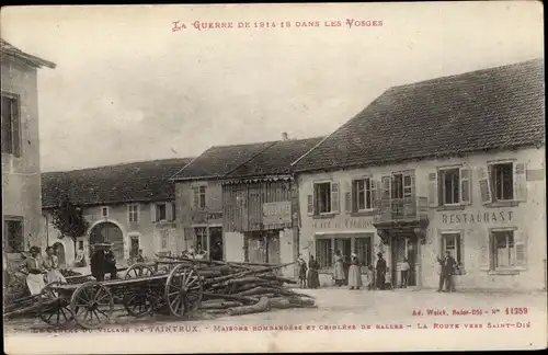 Ak Vosges, Village de Taintrux, Maisons bombardee, Kriegszerstörungen, I. WK