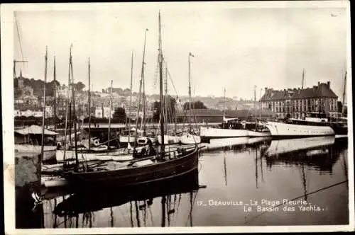 Ak Deauville Calvados, La Plage Fleurie, Le Bassin des Yachts