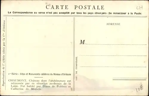 Künstler Ak Duval, C., Blois Loir et Cher, Chaumont, Chateaux de la Loire, Chemin de Fer