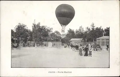 Ak Paris XVII., Aérodrome de la Porte Maillot, Ballon