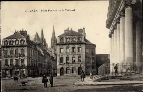 Ak Caen Calvados, Place Fontette, Le Tribunal