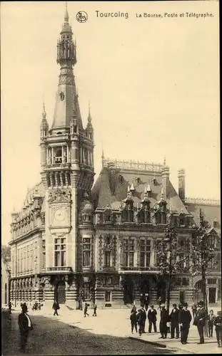 Ak Tourcoing Nord, La Bourse, Poste et Telegraphe