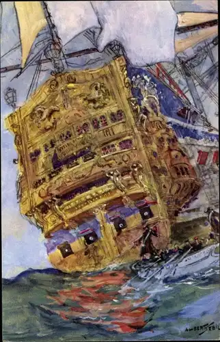 Künstler Ak Sebille, Albert, Soleil Royal, Epoque Louis XIV, Segelschiff, Heck