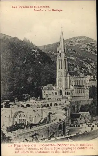 Ak Lourdes Hautes Pyrénées, La Basilique, La Papaine de Trouette Perret