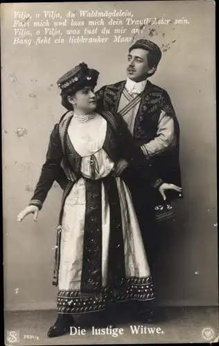 Ak Opernszene Die lustige Witwe, Vilja, o Vilja, du Waldmägdelein