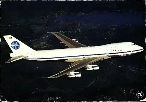 Ak US Amerikanisches Passagierflugzeug, Pan AM, Boeing 747