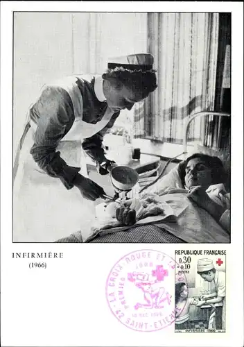 Maximum Ak Französisches Rotes Kreuz, Infirmiere 1966, Krankenschwester