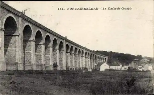 Ak Fontainebleau Seine et Marne, Le Viaduc de Changis